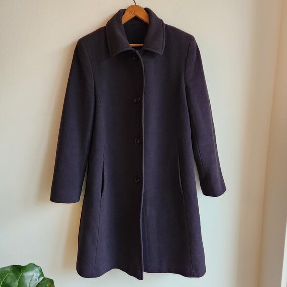 🇨🇦 Vintage Navy Wool Cashmere Coat Made in Canada - Size 10 - Picture 1 of 9